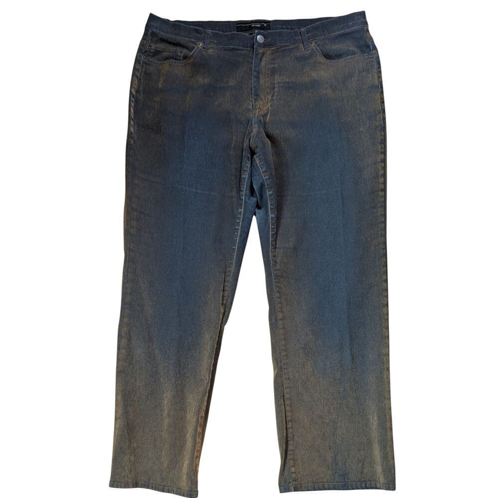 Venezia VTG Jeans Plus Size 20 Dirty Suede Look 90s Y2K Boot Cut Flocked Denim